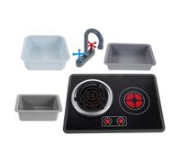 Toyvian 6pcs Childrens Kitchen Playset with Faucet Sink Induction Cooker Realistic Sound Light Effects Engaging Pretend Play for Promotes Social Skills and Parent Interaction