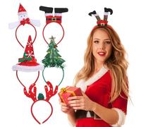 Toyvian 6pcs Christmas Headbands Hat Toppers: Reindeer Antler Hair Hoops - Xmas Santa Christmas Accessories Decorations Festive Headwear for Women Adults Kids Holiday Photos Booth