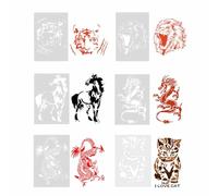 Toyvian 6pcs Crafts Stencil Kit Cartoon Animal Painting Template White Plastic Multi-Pattern Hollow Out Cartoon Animal Shape for Scrapbooking Making Random Style