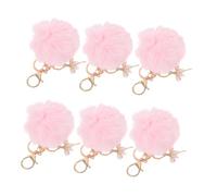 Toyvian 6pcs Cute Ballet Girl Keychain with Rhinestones and Faux Furry Pom Poms Fluffy Bag Charms for Women Sturdy Metal Hardware Tote and Backpack Accessories Elegant Dance Themed Pendant