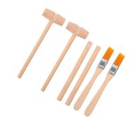 Toyvian 6pcs Dinosaur Excavation Kit with Wood Hammer Brush for Educational Archaeology Play Safe Materials Stem Science Learning for Boys