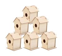 Toyvian 6pcs DIY Wooden Bird House Kits for Unpainted Graffiti Craft Outdoor Hanging Birdhouse Creative Painting Activity to Enhance Coordination and Imagination