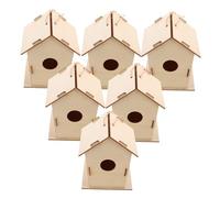 Toyvian 6pcs DIY Wooden Birdhouse Kit for Unpainted Graffiti Bird Houses for Painting Creative Outdoor Hanging Bird Nest Craft Enhance Artistic Skills and Coordination