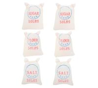 Toyvian 6pcs Dollhouse Miniatures Flour Salt Sugar Bags Creative Mini Food Baking Scene Ornaments Scale Decor Supplies
