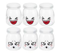 Toyvian 6Pcs Glass Jelly Jars 150Ml Heat-Resistant Dessert Cups with Random Facial Expressions for Baking and Meal Prep