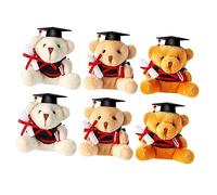Toyvian 6Pcs Graduation Bear Plush Keychains for Students 9cm Cute Doctor Bear Stuffed Animal Pendants for Graduation Backpacks and Key Ornaments