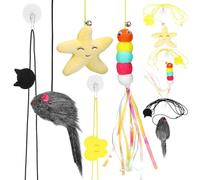 Toyvian 6pcs Hanging Door Cat with Retractable Rope Plush Caterpillar Mouse