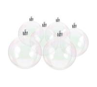 Toyvian 6pcs Iridescent Clear Plastic Ornament Balls Round Fillable Baubles for Christmas Tree Wedding Holiday Party Decorations Stunning Rainbow Effect Safe Reusable