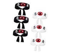Toyvian 6pcs Japanese Ninja Headband Chef Bandana Sushi Chef Wrap for Cooking and Kitchen Use Karate Hairband Warrior Headbands
