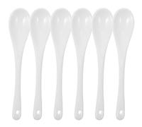 Toyvian 6pcs Large Ceramic Coffee Stirring Spoons Long Handle, Multi-use Beverage and Soup Stirrer Set for Household and Hot Drinks