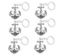 Toyvian 6pcs Metal Anchor Keyring Pendant Nautical Sailing Key Chain Compact Design Silver Zinc Alloy Creative Ocean Themed Party Favors for Travel
