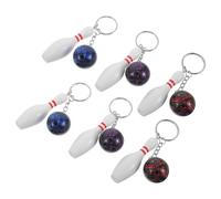 Toyvian 6pcs Mini Bowling Pin and Ball Keychains Bulk Set, Sports Theme Decorative Keyrings for Backpacks and Bags, Colorful Blue Purple Red Pendant Charms for Party Favors