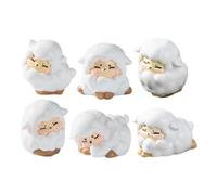Toyvian 6Pcs Mini Sheep Figurines Resin Animal Ornaments for Diy Fairy Garden Micro Landscape Desk Decor Compact Miniature Lamb Statues