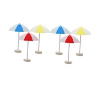 Toyvian 6pcs Miniature Beach Umbrella for Doll House Decoration Lightweight Resin Sunshade in Red Blue Yellow Safe for Micro Landscape and Coastal Scene