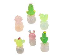 Toyvian 6Pcs Miniature Resin Cactus Figurines Tiny Plant Ornaments for Dollhouse Indoor Garden Decor Decorative Succulent Plants