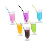 Toyvian 6pcs Miniature Resin Cocktail Drink Models Food Decor for Dollhouse Kitchen and DIY Craft Lovers Realistic Mini Scene Decorations