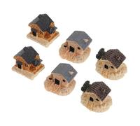 Toyvian 6pcs Miniature Resin Moss Cottage Houses Realistic Tiny Fairy Garden Village Decor with Intricate Detailing Compact Micro Landscape Ornament for Home and Terrarium