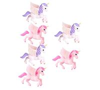 Toyvian 6pcs Miniature Unicorn Figurines Garden Animal Ornaments for Bonsai Fairy Decor Pink and Purple Winged Models for Tabletop Display