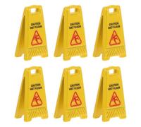 Toyvian 6pcs Miniature Wet Floor Signs Dollhouse Accessories Realistic Mini Tiny Small Traffic Caution Signs Doll Dioramas Decoration for Kids Play Safety