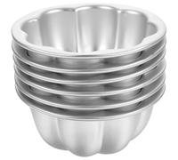 Toyvian 6pcs Muffin Cups Small Pudding Molds Baking Mold 3.73x3.73x1.77in Aluminum Alloy Non-Stick Multi-Function Reusable for Cake Shop and Restaurant