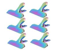 Toyvian 6pcs Multipurpose Stainless Steel Food Bag Clips with Anti-Slip Ribbed Ends Strong Sealing Fresh-Keeping Clips for Snack Plastic Paper Bags Home Storage and Office Use