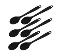 Toyvian 6pcs Non-Stick Serving Spoon High Heat Resistant Silicone Spoon Scoop for Cooking for Mixing Soup Serving Kitchen Salad Tasting Black
