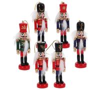 Toyvian 6pcs Nutcracker Craft Figure Nutcracker Ornaments Xmas Decorations Desktop Christmas Miniature Traditional Tags Real Hanging with Size