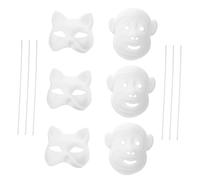 Toyvian 6pcs Paintable Blank Masks for Diy Cosplay Cat Monkey Designs Safe and Practical Pulp for and Festivals Personalize Your Masquerade Masks