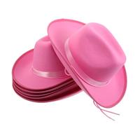 Toyvian 6pcs Pink Cowgirl Hat Set Stylish Western Headwear for Girls Bachelor Parties Themed Celebrations Roleplay Fun Lightweight Unique Design