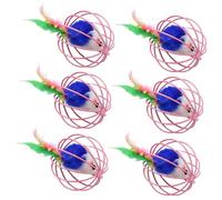 Toyvian 6pcs Plush Ball Cat Set with Sound Bright Colored Fake Mouse Mice Rat Cage for Interactive Fun and Stimulation Suitable for All Pet Cats and Gift Giving Random Color