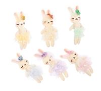 Toyvian 6pcs Plush Rabbit Dolls DIY Craft Projects Soft Bunny Ornaments Comfortable Cloth Yarn Easter Decoration