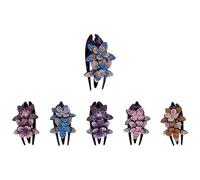 Toyvian 6pcs Rhinestone Floral Duckbill Clips Hair with Three-tooth Plastic Claw, Not Easy to Break Hair Accessories and Brides at Parties and Banquets Random Color