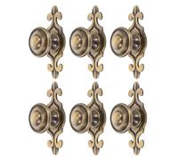 Toyvian 6pcs Round Antique Brass Cabinet Knob with Single Hole and Backplate, Smooth Operation Decorative Knobs for Kitchens and Bedrooms, Elegant European Design with Classic Vintage