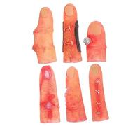 Toyvian 6pcs Scary Finger Props for Halloween Party Cosplay Realistic Bloody Severed Fingers Haunted House Decoration April Fool Day Accessory