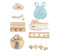 Toyvian 6pcs Sensory Activity Board Set for Toddlers Wooden Busy Board for Fine Motor Skills Hand-eye Coordination and Educational Fun at Home Preschool