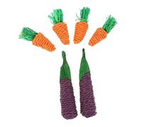 Toyvian 6pcs Small Pet Molar Chew Teeth Care Supplies for Hamsters Rabbits Chinchillas Bite Resistant Durable Carrot and Eggplant Shapes for Cage Decoration