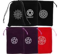 Toyvian 6pcs Small Tarot Card Pouch Drawstring Bag for Safe Storage of Jewelry and Small Items Made from Soft Lint Material Suitable for Tarot Beginners and Gift Packaging