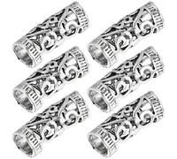 Toyvian 6pcs Vintage Hollow Alloy Hair Braid Rings for Dreadlocks Easy to Manipulate Hair Braid Accessories in Silver for Parties and Weddings