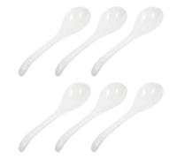 Toyvian 6Pcs White Ceramic Soup Spoons Kitchen Tools for Soup Porridge Cooking Serving Eco-Friendly and Safe Material Simple Elegant Design for Home and Restaurant Use