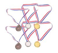 Toyvian 6pcs Winners Medals Set with Neck Ribbons for School Competitions and Public Award Ceremonies, Zinc Alloy and Polyester Ribbon Medals for Easy Award Distribution and Long-term