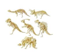 Toyvian 6pcs Wooden Dinosaur Puzzle Educational for Adorable Animal Jigsaw Gifts Safe Smooth Surface Enhances Eye Hand Coordination and Color Recognition Includes Tyrannosaurus Stegosaurus