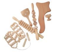 Toyvian 6pcs Wooden Massage Tools for Body Relaxation and Muscle Sculpting Includes Roller Stick Cube Roller and Massage Board Suitable for Men Women Office Workers and Seniors to Fatigue