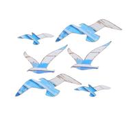 Toyvian 6pcs Wooden Seagulls Wall Art Mediterranean Coastal Decor Handcrafted Nautical Wall Sculpture Symbolizing Freedom and Harmony for Beach House Living