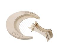 Toyvian 7-String Lyre Harp Moon Shaped Wooden Musical Instrument with Base Portable Small Harp for Beginner Learning Handheld Wood for Music Practice and Folk Music