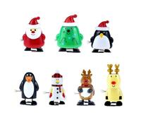 Toyvian 7pcs Christmas Wind Up with Santa Claus Elk Penguin Snowman Figures Safe and Walking Spring for Xmas Party Favors and Gift Ideas