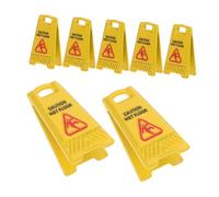 Toyvian 7pcs Dollhouse Miniature Wet Floor Warning Sign Caution Slip Sign for Fairy Garden Decoration Educational Toy for Boys and Girls