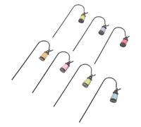 Toyvian 7pcs Mini Garden Lantern with Hanging Ring, Resin and Iron Miniature Lights for Models, Flexible Placement Ornament for Dollhouse Tabletop Micro Landscape