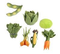 Toyvian 7pcs Vegetable Small Vegetable Statue Bonsai Decor Plastic Material Assorted Color Light Weight Funny Gesture Decorative Figurines for Planter Desks and Gift for Holidays