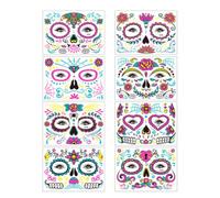 Toyvian 8 Sheets Halloween Face Stickers with Glow Neon Effect, Friendly to Skin, Not Easy to Fall, Styles for Day the Dead and Masquerade Party Temporary Face Tattoos
