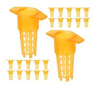 Toyvian 80pcs Plastic Queen Cages Lightweight Beekeeping Rearing Cups with Yellow Cell Guards for Breeding and Swarming Tool